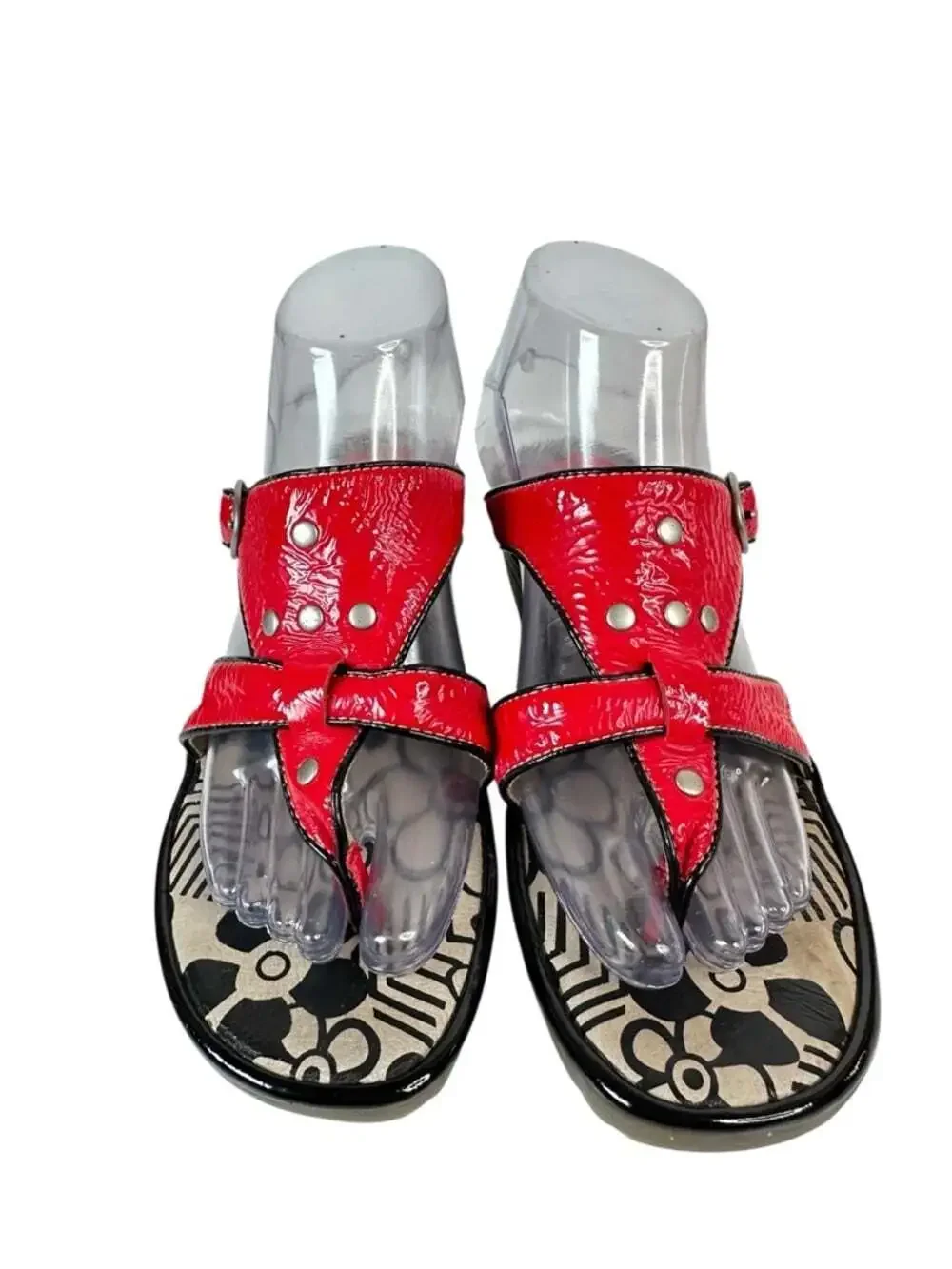 Fly London Womens Euro 37 Red Patent Platform Comfort Wedge Sandals Size 6